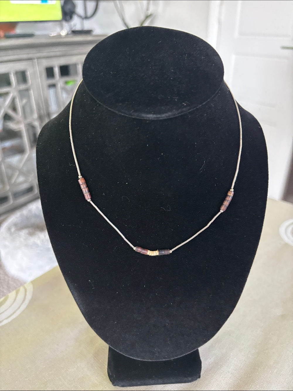 Delicate Brown Beaded Minimalist Necklace